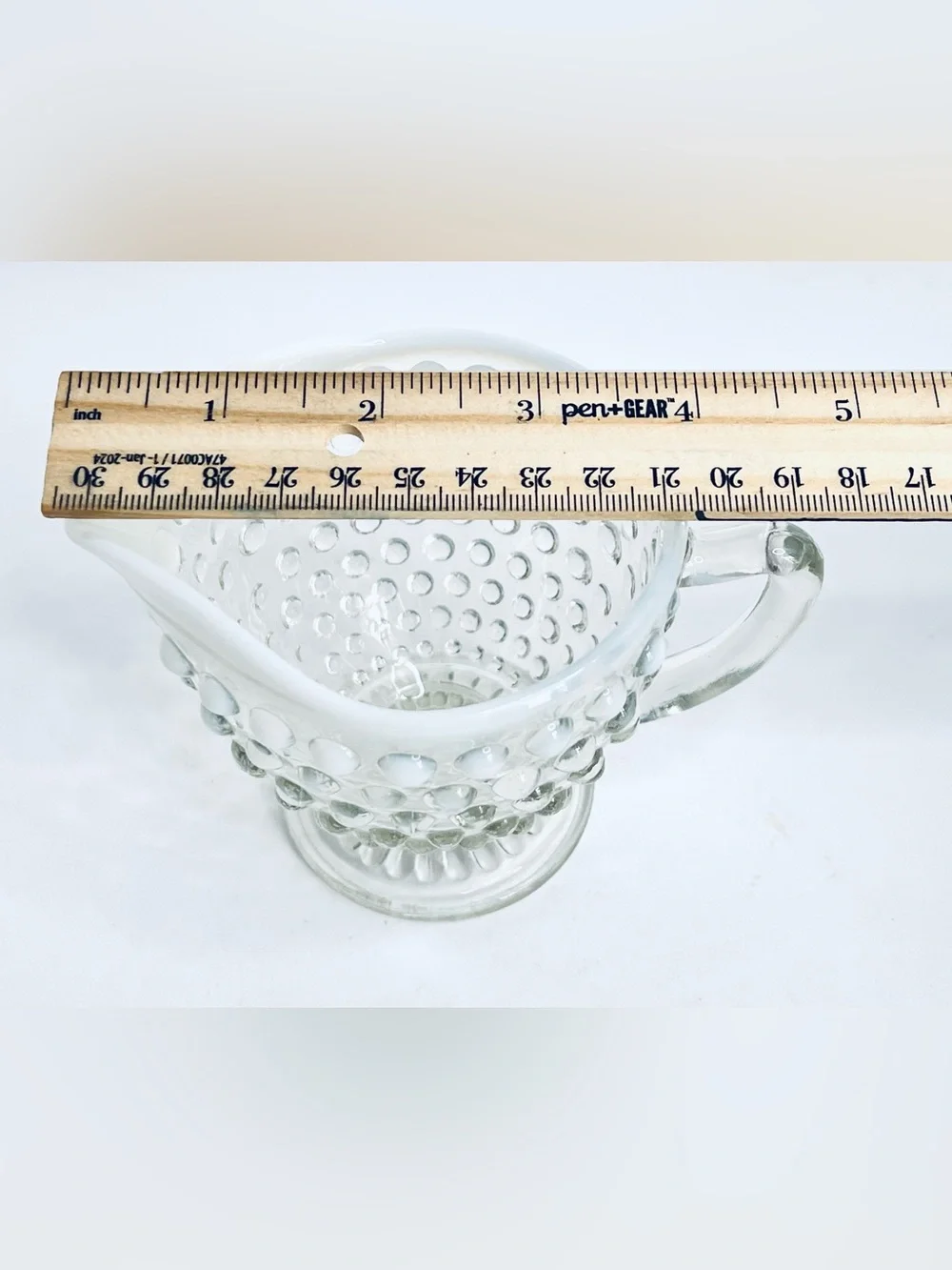Vintage Anchor Hocking Moonstone Hobnail Opalescent Glass Footed Creamer